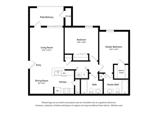Two Bedroom 0734 floor plan